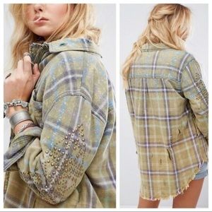 Deconstructed Embellished Flannel Jacket